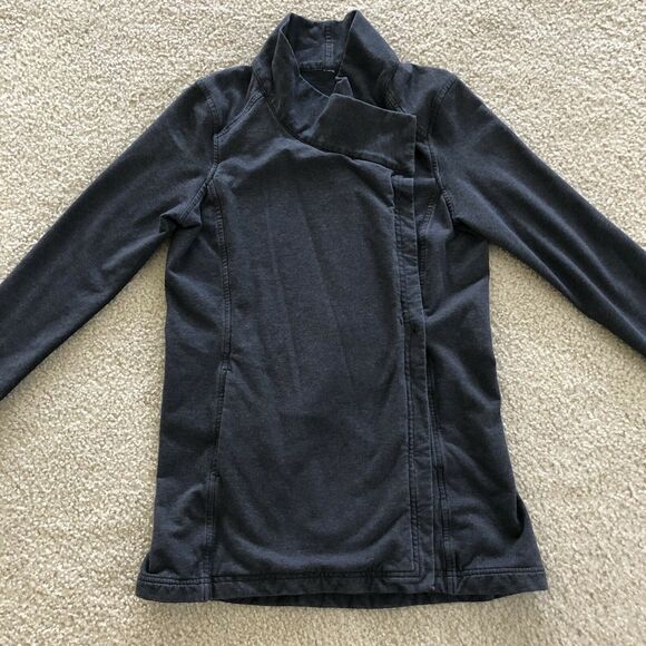 Lululemon Heathered Black Gray Coast Wrap II French Terry Long Sleeve Jacket 4 - Picture 3 of 13